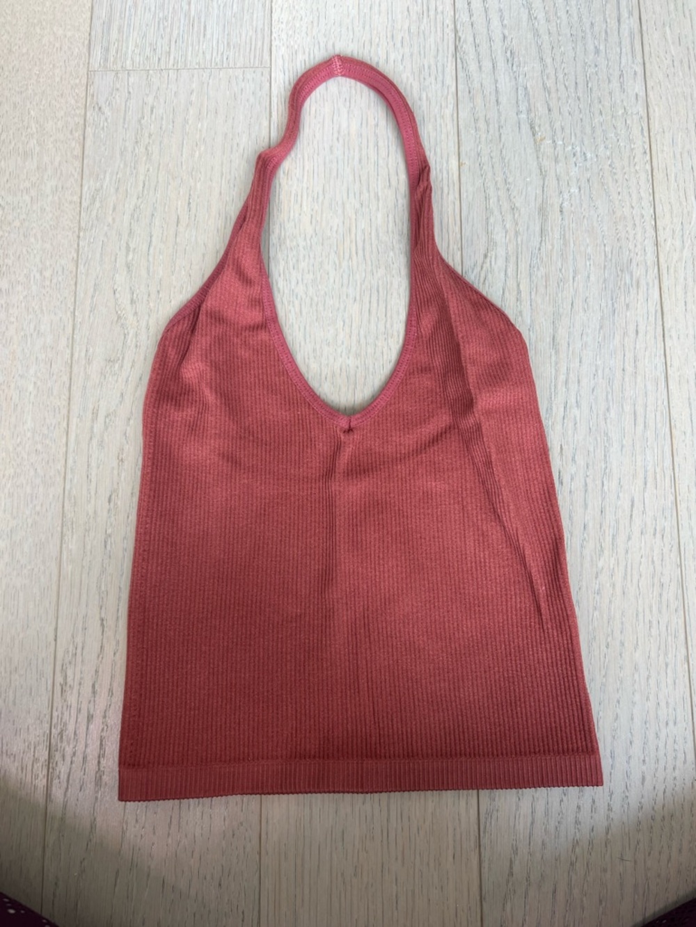 Ribbed Halter Tank Top in Dusty Rose